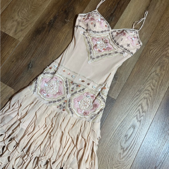 Vintage 100% Silk Beaded Dress Vintage Beaded Dress Sue Wong Dress Shell Mermaid - Picture 4 of 17